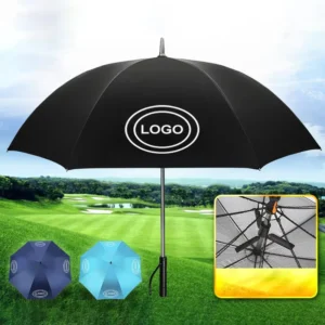 Manual Open 27-Inch USB Charge Port Double-Switch Waterproof Golf Umbrella