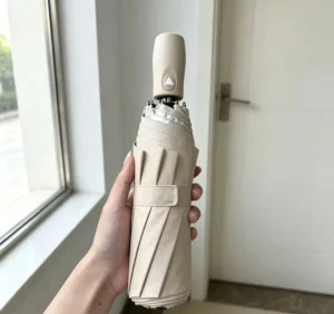 Manual Open Auto Close Windproof Folding Umbrella with Titanium Silver Coating, Waterproof Portable Car Umbrella