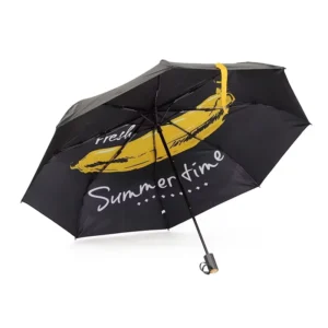 Manual Open Folding Umbrella Fruit Banana Print UPF50+ Sun Rain Dual-use Portable Compact Travel Umbrella for Outdoor Daily
