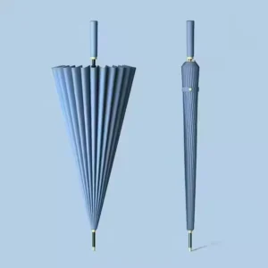 Manual Open Golf Umbrella with Metal Pole, 24 Ribs, Fiberglass, Leather Handle