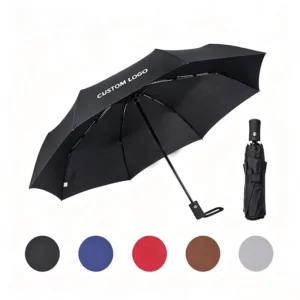 Manual Open Pongee Fabric Heavy-Duty Custom Logo Folding Umbrella