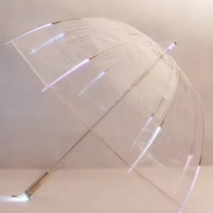Manual Open Single Layer Waterproof Windproof Custom Print Glow in the Dark Light Advertising clear Transparent Led Umbrella