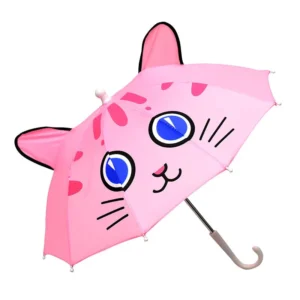 Manual Open Straight Stick J-Handle 3D Animal Ears Kids Umbrella