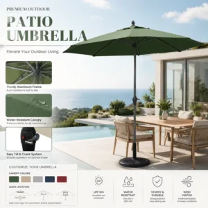Manual Opening UV Protection Outdoor Patio Umbrella Without Base