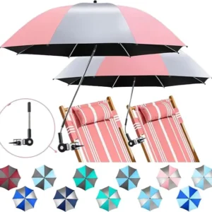 Manual Outdoor Waterproof Sunshade Multi-functional Clamp UV-Protective UPF 50+ Beach Park Chair Patio Wheelchairs Baby Umbrella