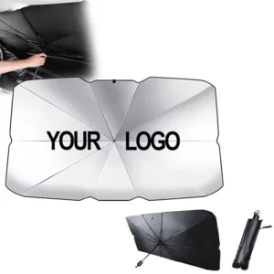 Manual Portable Foldable Iron Car Windshield Sunshade Umbrella, UV Protection