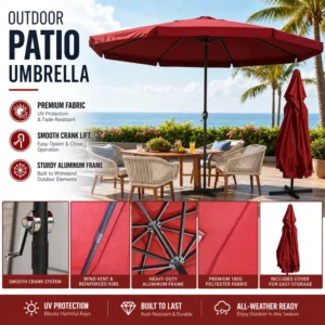 Manual Side Post Sunshade Lamp Beach Umbrella Large Roman Outdoor Restaurant Patio Poolside Party