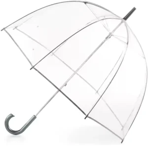 Manual Straight Ladies PVC Dome Umbrella with Modern Design Travel Windproof J Handle and 190T Pongee Fabric