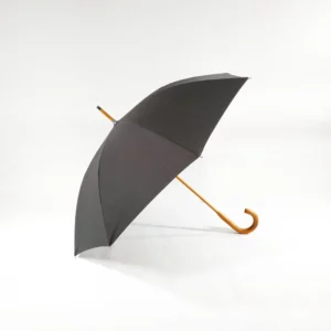 Manual Straight Umbrella with Maple Wood J-Shaped Crooked Handle, TC Fabric, One-Piece