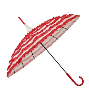 Manual Sun Umbrella Lace Trim Pagoda Court Red Wedding Korean Princess All-Weather Personalized Sunshade