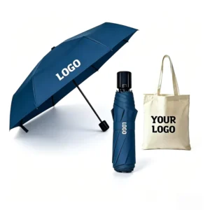 Manual Umbrella Manufacturer Custom Logo Paraguas For Promo Business Gift Windproof Portable Fold Umbrella With Pouch