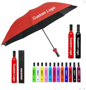 Manual Wine Bottle Umbrella Compact Waterproof Anti-UV Three-Folding