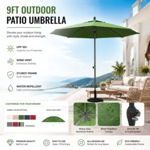Manufacturer Aluminum Pole Custom Color Outdoor Patio Umbrella Without Base