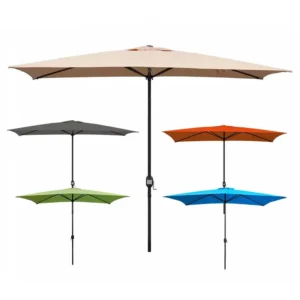 Manufacturer Custom Large Sun Shade Umbrella with UV-Resistant 6 Iron Ribs, Adjustable for Outdoor Market Cafe Patio