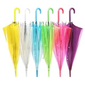 Manufacturer Direct Supplier Colorful Children’s Transparent PVC Parasol, 17″*8K, Customizable