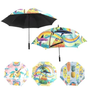 Manufacturer High Quality Golf Umbrella Custom Hawaiian Print Windproof and UV Protection Umbrella