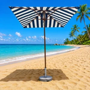Manufacturer Leisure Square Aluminum Alloy Sun Umbrella Durable 4 Ribs Sun Protection Beach Umbrella