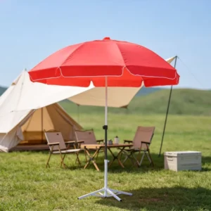 Manufacturer Supply 130cm Radius Outdoor Sun Umbrella Double Ribs Wind Vent Ventilated UV Resistant Beach Parasol