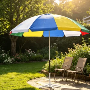 Manufacturer Supply 170cm Large Outdoor Sun Umbrella Galvanized Steel Pole Rust Resistant Heavy Duty Beach Parasol