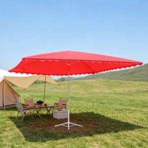 Manufacturer Supply Galvanized Square Sun Umbrella 4/6 Ribs Optional Rust-Resistant Pole Outdoor Patio Parasol