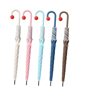 Manufacturer Umbrella: Cute Red Nose Non-slip Girly Straight Umbrella with Safety Rounded Corners & Reflective Strip