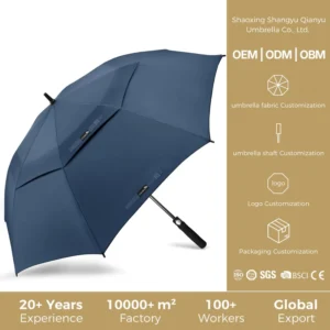 Manufacturer’s 30 Inch Luxury Custom Golf Umbrella Large Windproof Classic Branded Logo Prints Promotional Big Luxury