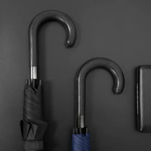 Manufacturer’s Customized Logo Europe Pongee 23-Inch Automatic Golf Advertising Umbrella Curved Hook Handle Straight Pole
