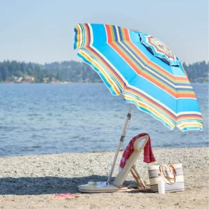 Manufacturers Outdoor Sun Protection Colorful Striped 240 Cm Beach Umbrella With Tilt
