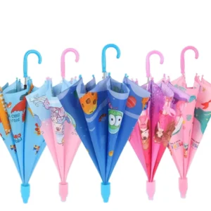 Manufacturer’s Semi Automatic Cute Anime Kids Umbrellas Cartoon Rain Children Umbrella with Plastic Cover for Kid