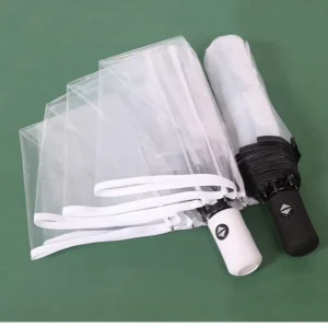 Manufacturer’s Supply Full-Automatic Transparent Three-Fold Umbrella Customizable Travel Folding Auto Open