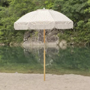 Manufacturer’s Tassel Bamboo Polka Dot Design 8-Rib Beach Umbrella Sun Protection Portable Garden