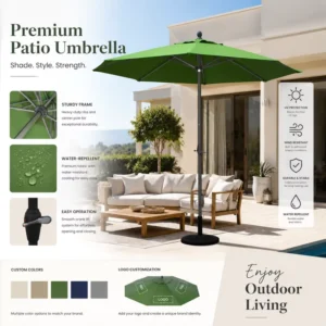 Market Umbrella With Aluminum Pole for School Outdoor Patio Without Base
