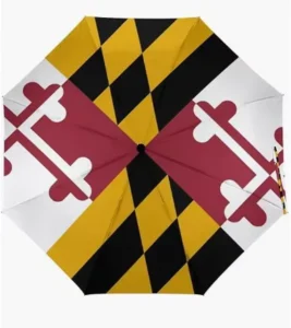 Maryland US State Flag Waterproof Outdoor Umbrella with Auto Open Close and UV Coating
