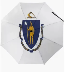 Massachusetts US State Flag Umbrella, Waterproof, Auto Open and Close, UV Coating