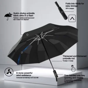 Memory patch Auto Open UV Protection Umbrella Ring Buckle Handle Simple Elegant Fully Automatic Folding Business Three fold