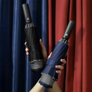 Men’s Business 190T Fully Automatic Reverse Umbrella, Wind Resistant, Three-Fold