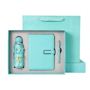 Metal Gift Box Notebook Five Fold Umbrella Notepad USB Gift Set