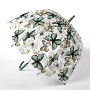Mexican Style 190T Transparent Colorful Butterfly Birdcage Umbrella for Adults