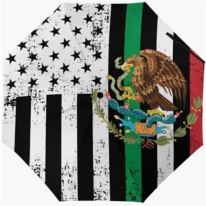 Mexico USA National Flag Print Fully Automatic Folding Umbrella
