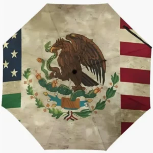 Mexico USA National Flag Print Fully Automatic Folding Umbrella