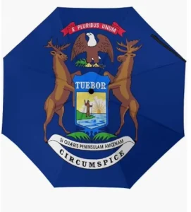 Michigan US State Flag Umbrella, Waterproof, Auto Open and Close, UV Coating