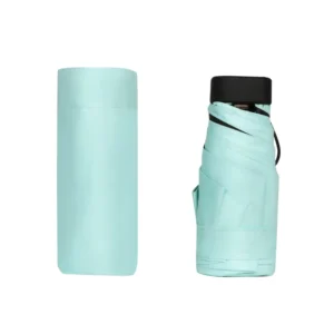 Micro Compact Pocket Sun Parasol Full Black Sun Block Coated Cloth Windproof Foldable Shade Support Private Brand Imprint
