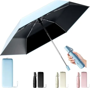Mini 3 Folding UVUPF 50+ Compact Travel Umbrella Novelty Semi Automatic Advertising Gift Umbrella Alloy Ribs Adults Back School