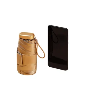 Mini 60% Manual Gold Glue Sunscreen UV Protection Sunshade Women’s Sunny Rainy Dual Use 14cm Portable Minimalist 6 Ribs Business