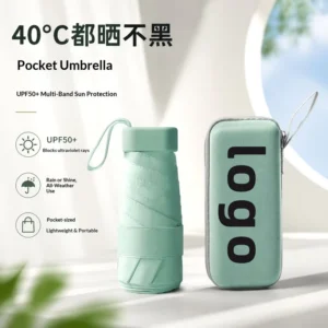 Mini Advertising Pocket Capsule Umbrella Black Collision Cloth Sunscreen Rain Shine Dual Use Custom Logo Modern Design
