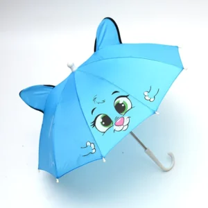 Mini Animal Cartoon 3D Waterproof Polyester Umbrella for Kids Portable Long Handle Photo Props Manual Control
