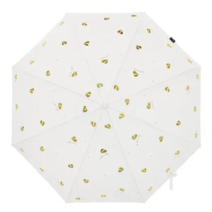 Mini Bamboo Handle Folding Sunny & Rain Umbrella 190T Pongee 8 Ribs Black Coating Anti-UV Protection Women’s Travel