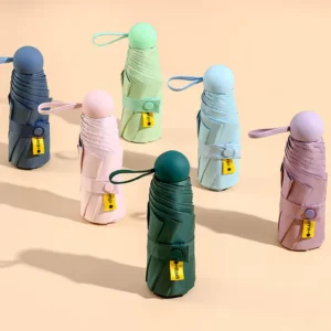Mini Capsule Umbrella Custom Logo Windproof Folding Rain Compact Lightweight Pocket Travel Gift Trade Supplier