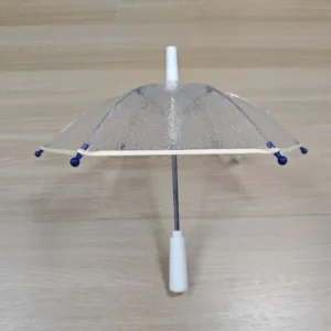 Mini Compact Children’s Straight Umbrella Decorative Business Gift Semi transparent Glitter Effect Beige Trim Manual