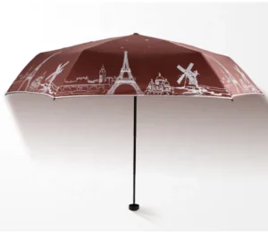 Mini Four 3-Fold Manual Umbrella Custom Printed Logo Portable Small Rain Umbrella for Women Classic Business Manufacture